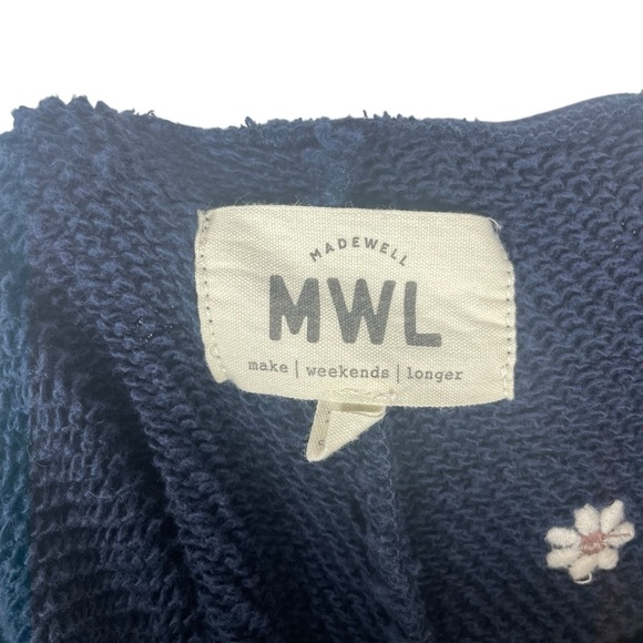 NWOT Madewell MWL Airyterry Floral Embroidered Tapered Sweatpants Navy Size XXS - Picture 12 of 16